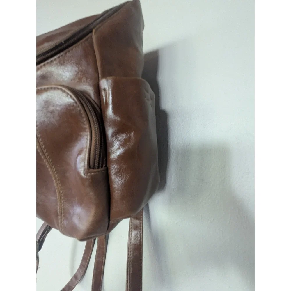 Connections Brown Faux Leather Shoulder Bag  Zip Top Handbag Brown